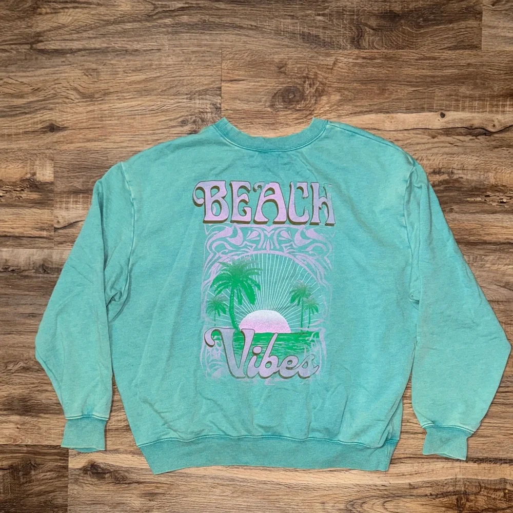 Wild Fable Teal Beach Vibes Crewneck Sweatshirt - Picture 6 of 7